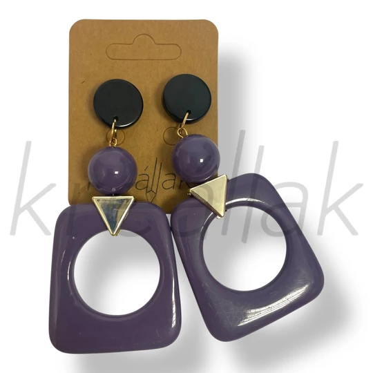 Lila nagy tégla fülbevaló