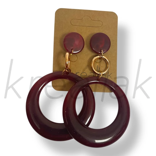 Bordó plasztik fülbevaló