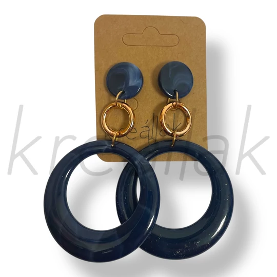 Kék nagy kör plasztik fülbevaló