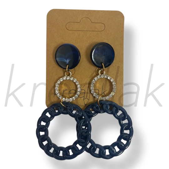 Kék plasztik strasszos fülbevaló