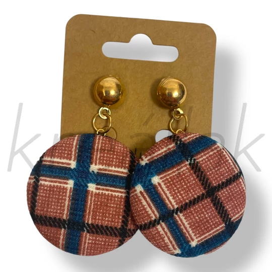 Rózsaszín kockás fülbevaló