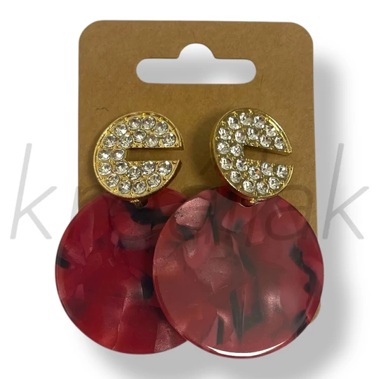 Piros köves plasztik fülbevaló
