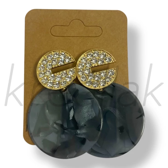 Sötétszürke köves plasztik fülbevaló