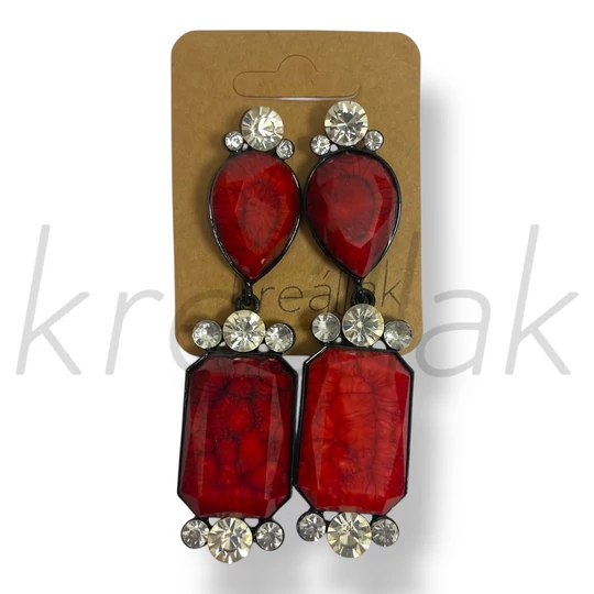 Piros nagy köves fülbevaló