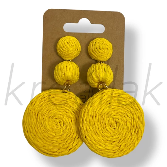 Sárga nagy körös szalma fülbevaló