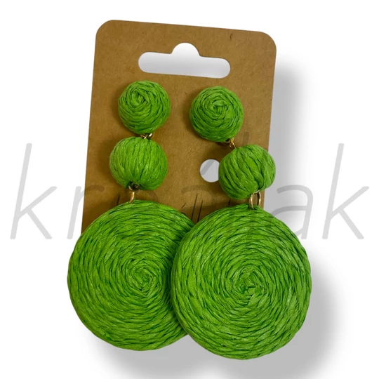 Zöld rattan szalma fülbevaló