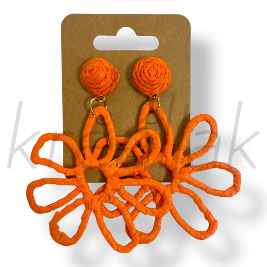 Narancs szirom szalma fülbevaló