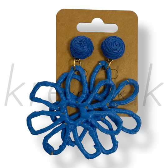 Királykék szirom szalma fülbevaló