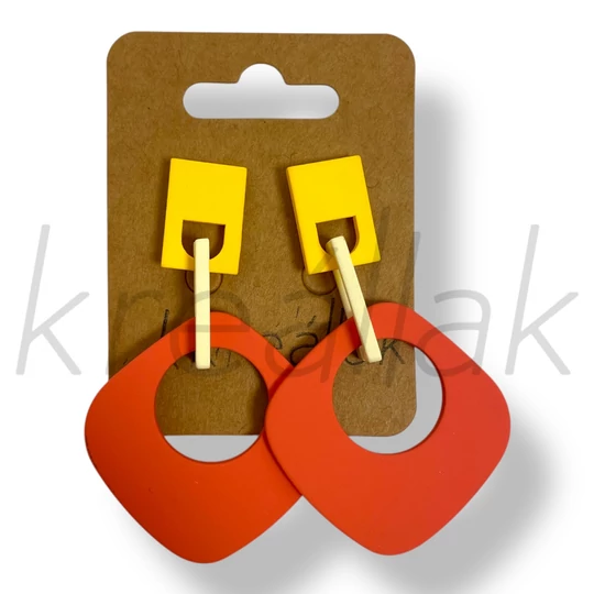 Narancs kocka fülbevaló