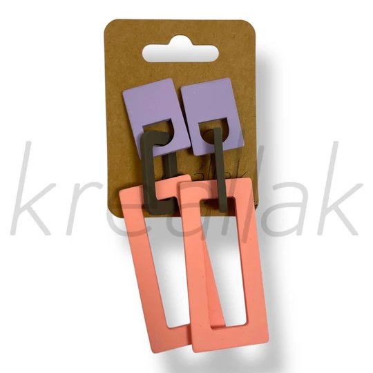 Korall tégla plasztik fülbevaló