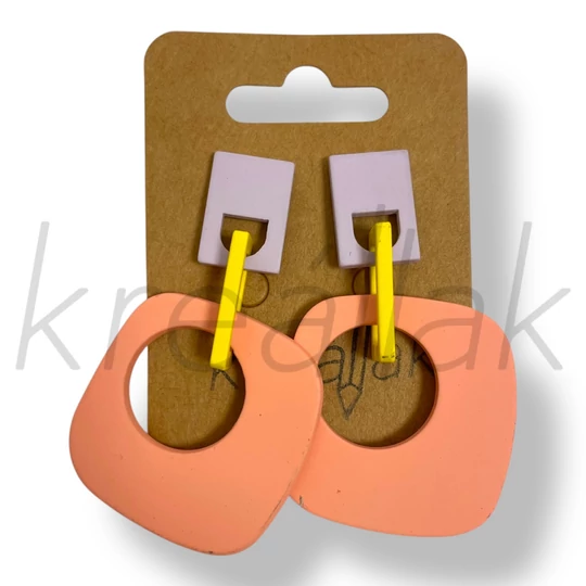 Rózsaszín kocka fülbevaló