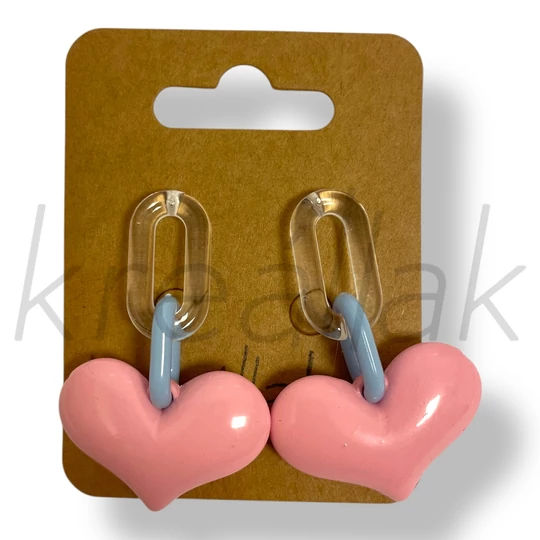 Pink szív plasztik fülbevaló