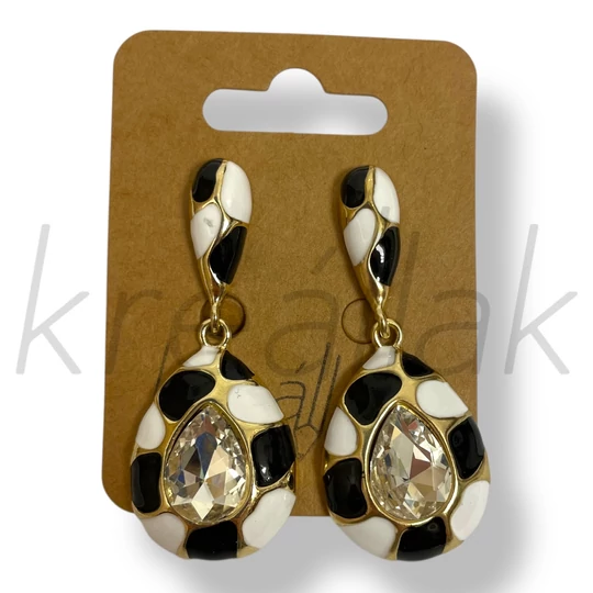 Fekete-fehér mintás fülbevaló