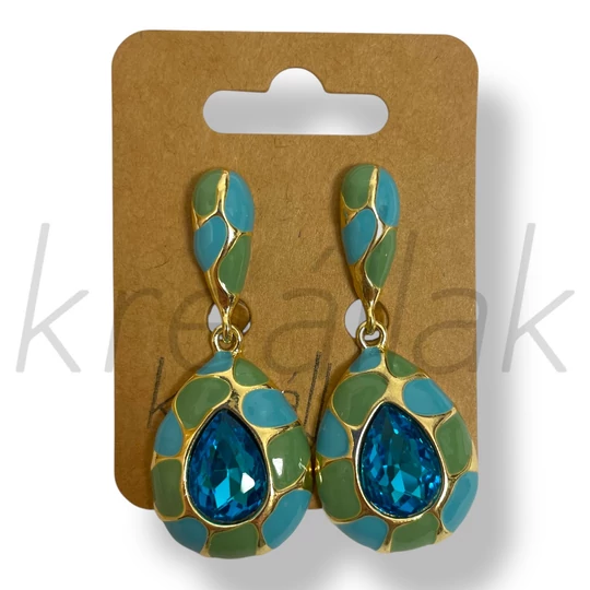 Kék-zöld mintás fülbevaló