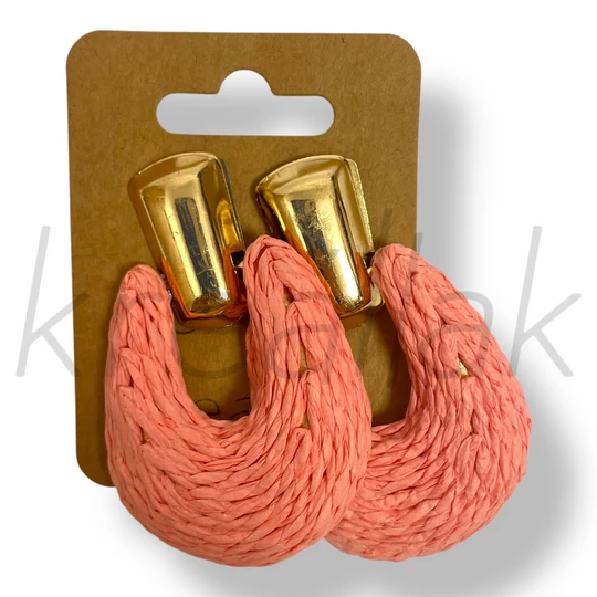 Korall csepp szalma fülbevaló