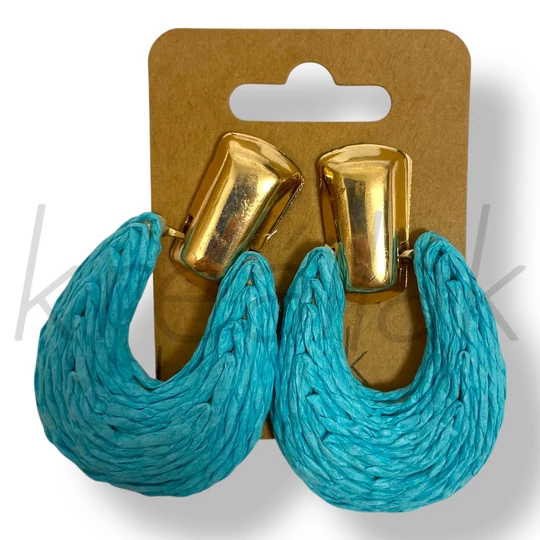 Türkízkék csepp szalma fülbevaló