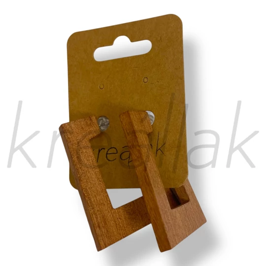 Barna fa  kocka fülbevaló