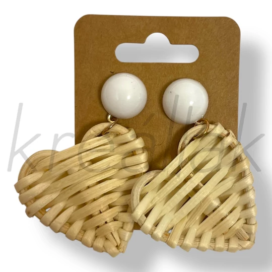 Natúr fa szív fülbevaló