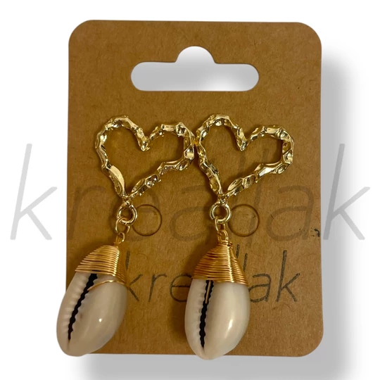 Szív kagyló fülbevaló