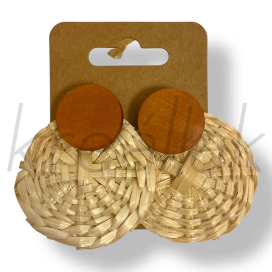 Natúr kör szalma fülbevaló