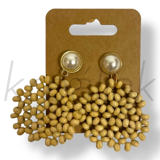 Natúr fa gyöngyös fülbevaló