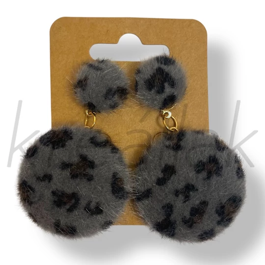 Antracit leopárd szőr fülbevaló