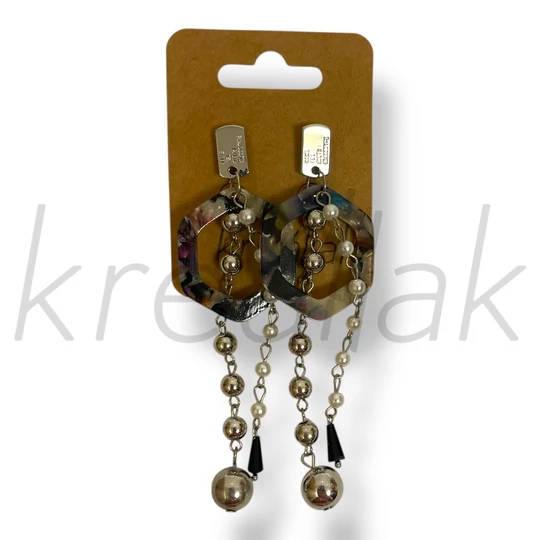 Fekete láncos gyöngyös fülbevaló