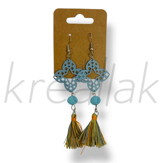 Kék bojtos fülbevaló