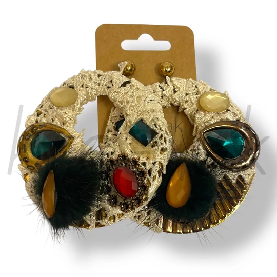 Zöld köves csipkés fülbevaló