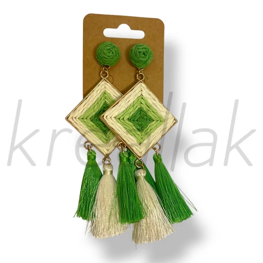 Zöld rombusz bojt fülbevaló