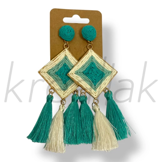 Türkiz rombusz bojt fülbevaló