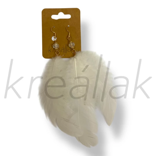 Fehér tollas fülbevaló