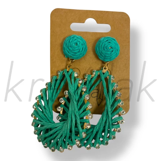 Türkizkék csepp szalma fülbevaló