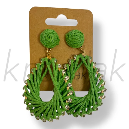 Fű zöld csepp szalma fülbevaló