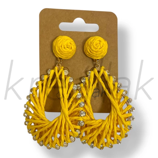 Sárga csepp szalma fülbevaló