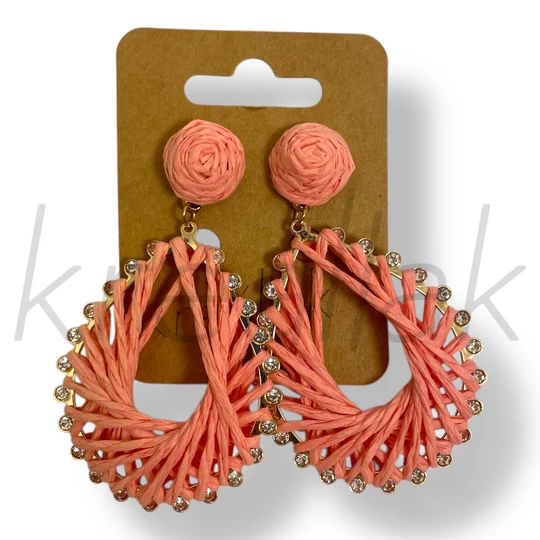 Korall csepp szalma fülbevaló
