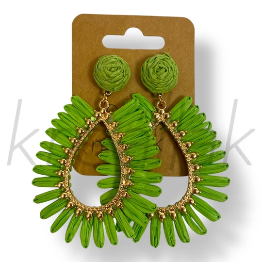 Zöld csepp szalma fülbevaló