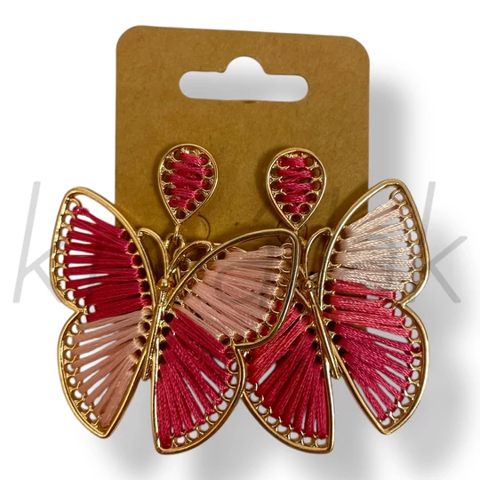 Rózsaszín lepke fülbevaló