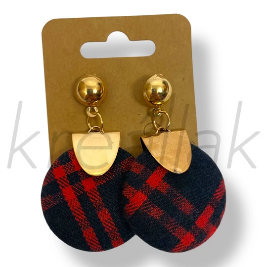 Piros kockás fülbevaló