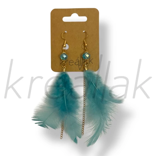 Türkizkék toll fülbevaló