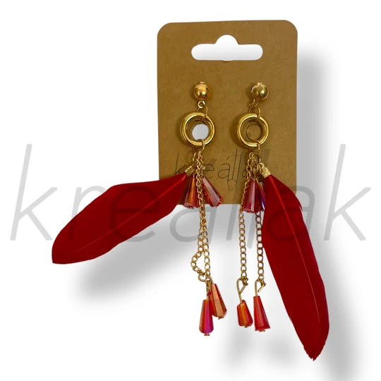 Piros toll fülbevaló