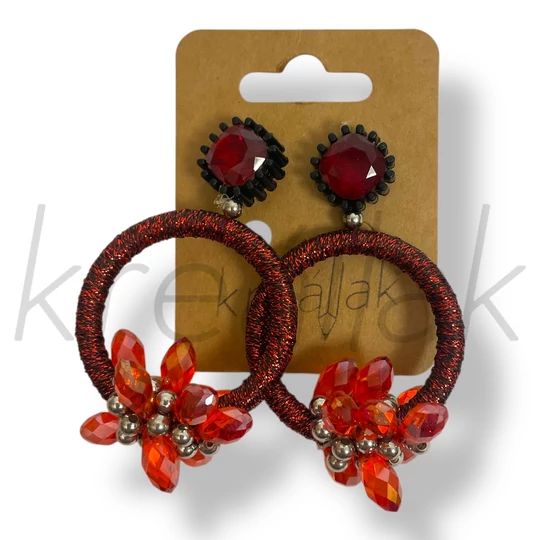 Bordó köves karika fülbevaló