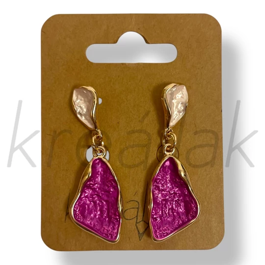 Pink levél fülbevaló