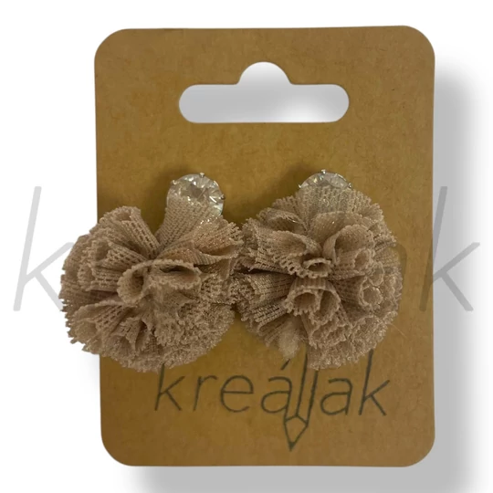 Barna tüll köves fülbevaló