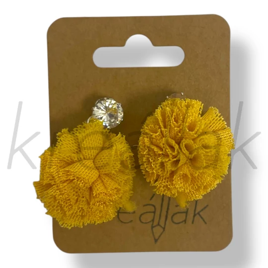 Sárga tüll köves fülbevaló