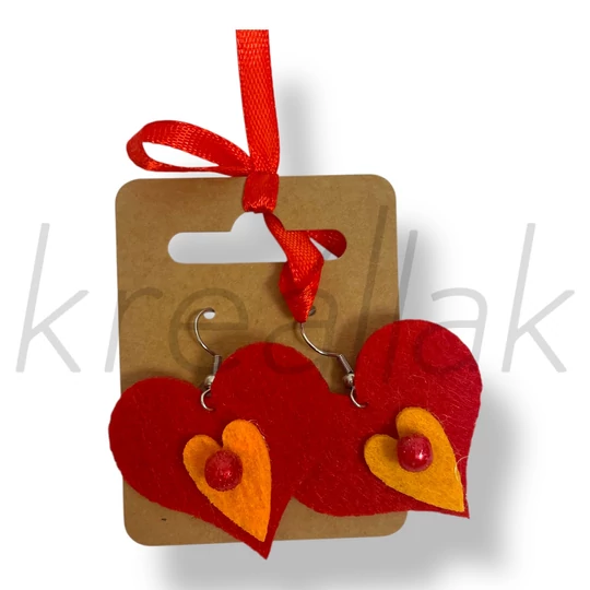 Narancs szív fülbevaló