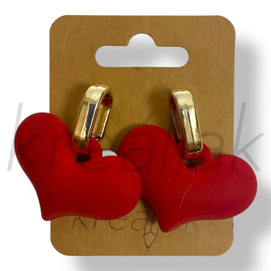 Piros-arany szív fülbevaló