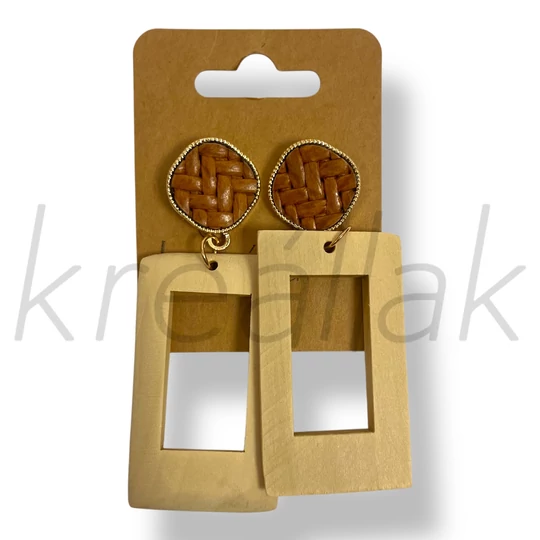 Fa kocka fülbevaló