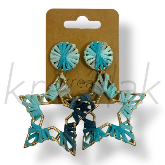 Kék csillag szalma fülbevaló