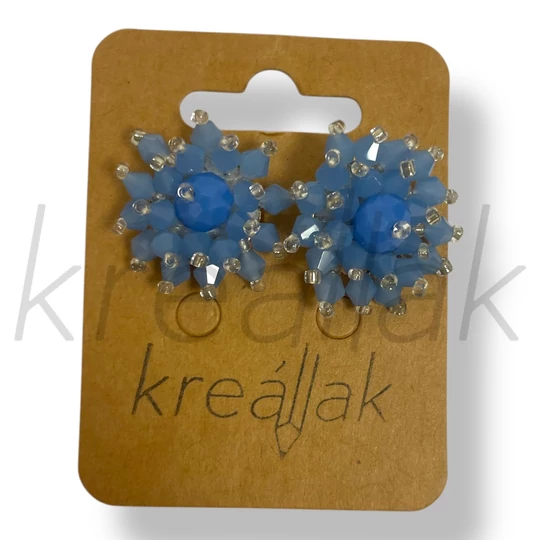 Kék virág gyöngy fülbevaló